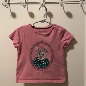 Mini Boden 2-3Y Pink Cat Shirt